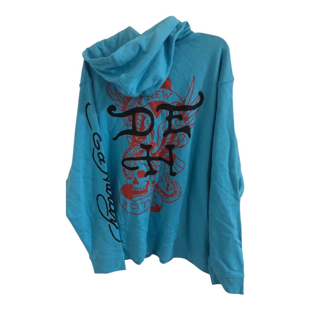 Ed‎ Hardy Men’s blue Ed hardy inscription logo printed hoodie size XL brand new - Picture 10 of 12